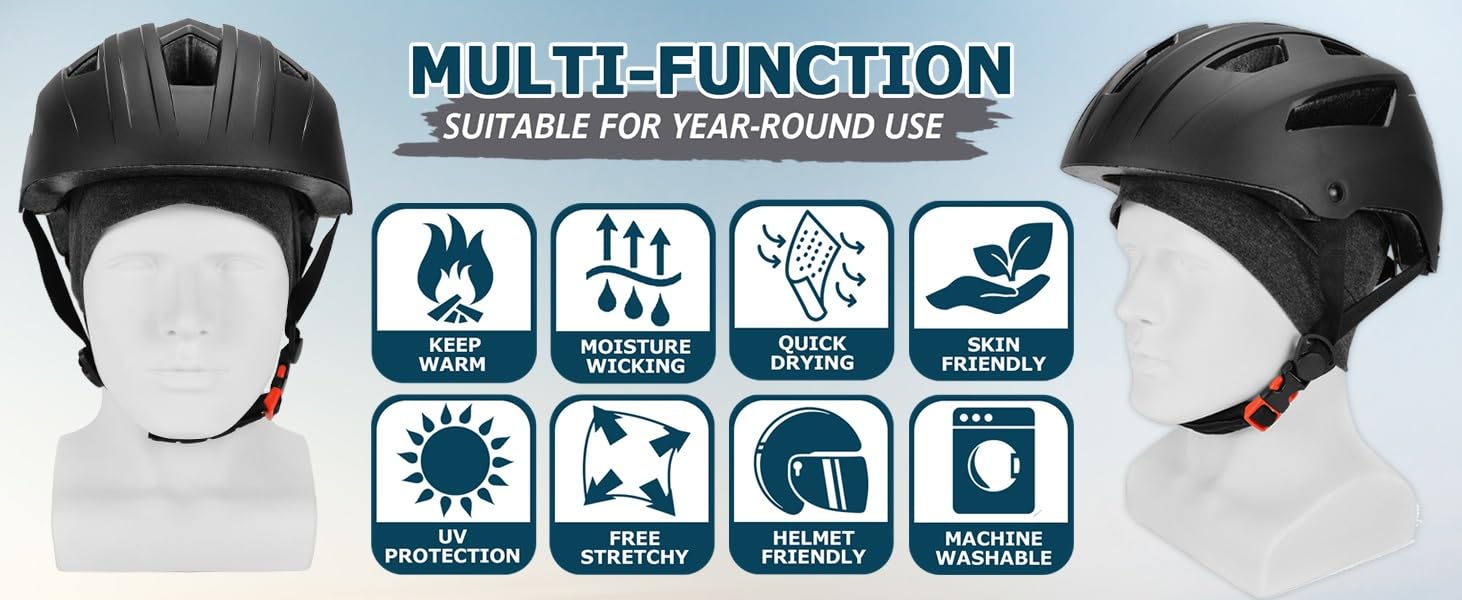 PAROPKAR 100% Cotton Lycra Skull Caps Lightweight Beanie Sleep Hats Breathable Helmet Liner Cap Cycling Hat Cap for Men and Women (Black) - Image 5