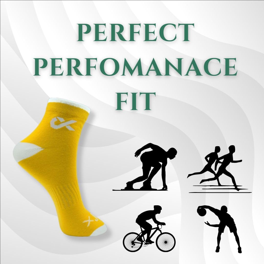 XJARVIS® MOSCOW Ankle Athletic Socks For Men & Women – Moisture-Wicking, Ultimate Comfort, Odor Free, Breathable & Perfect For Gym And Sports Wear - Pack of 3, Yellow - Image 3