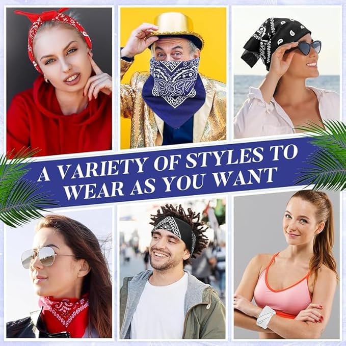 Handkerchief 100% Cotton Novelty Printed || Paisley Cowboy Headwear Turban Helmet Bandana Multi-Purpose Party Outdoor Favor Scarf Headband Handkerchiefs Balaclavas for Men Women (ROYAL BLUE) - Image 2