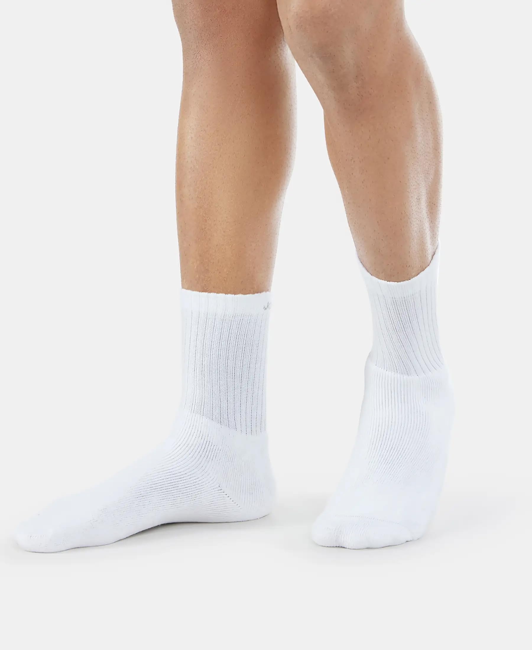 Jockey Men's Calf Length Cotton Socks 7030_White_Free Size - Image 2