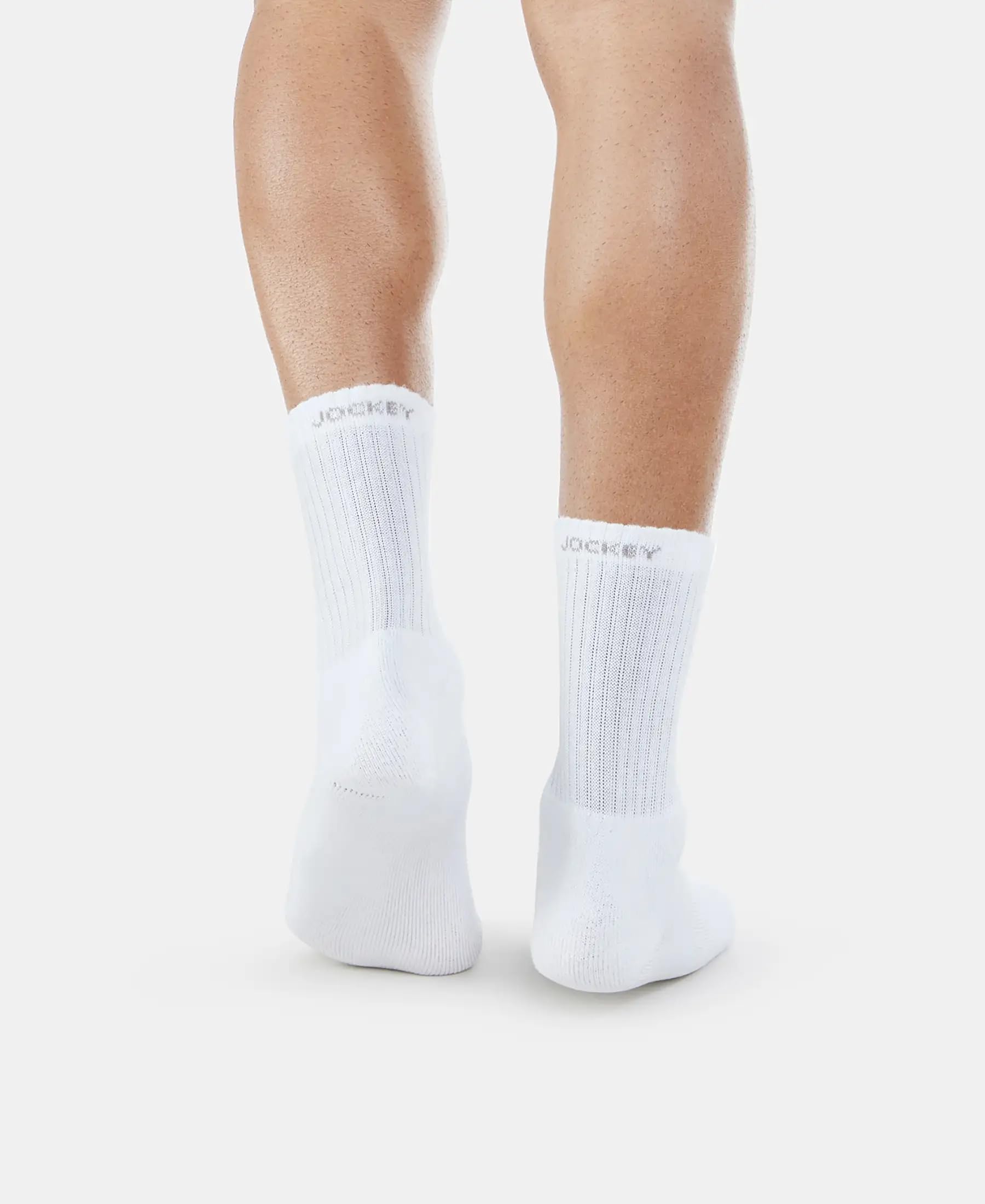 Jockey Men's Calf Length Cotton Socks 7030_White_Free Size - Image 3