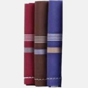 Winnie Men's Luxury 100% Pure Cotton Handkerchief With Dark Color Striped/Size 45 CM X 45 CM (Pack of 3)