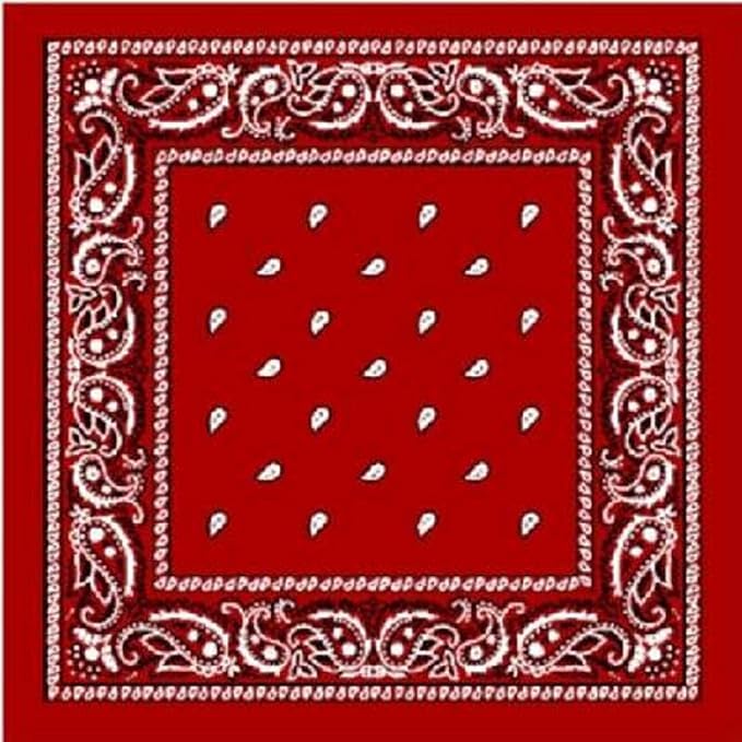 Handkerchief 100% Cotton Novelty Printed || Paisley Cowboy Headwear Turban Helmet Bandana Multi-Purpose Party Outdoor Favor Scarf Headband Handkerchiefs Balaclavas for Men Women (RED)