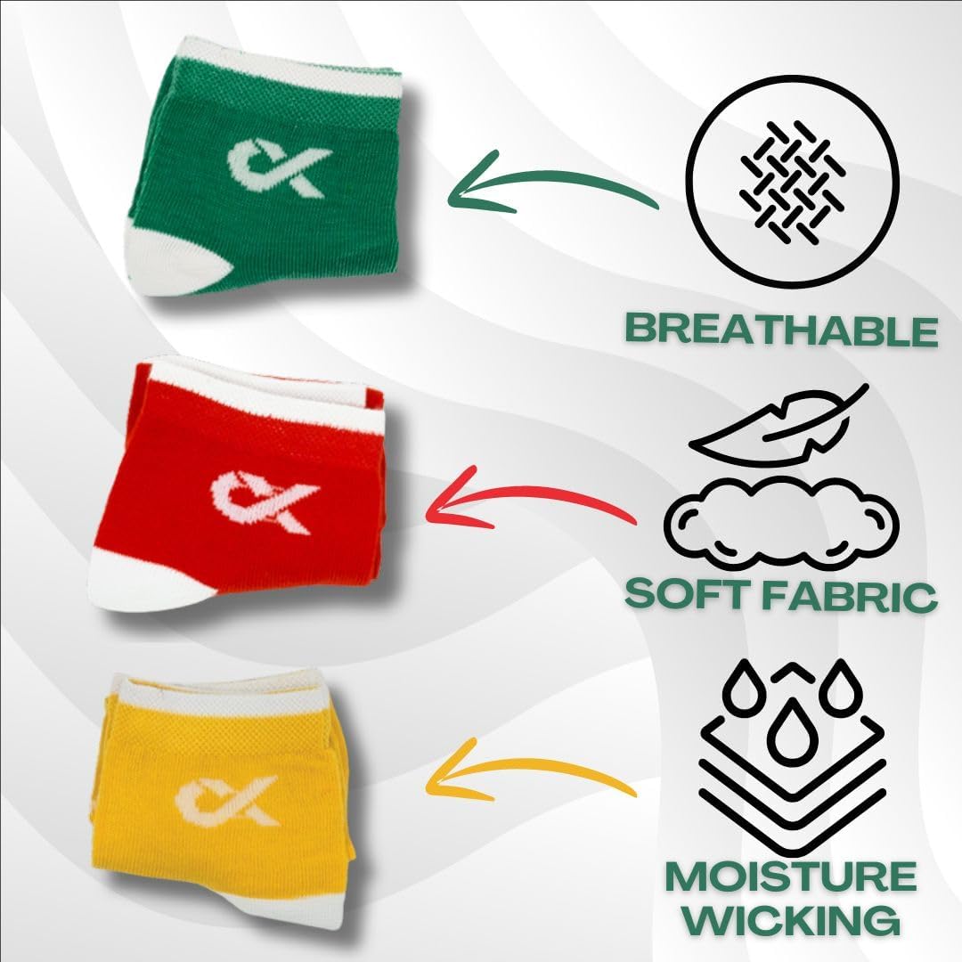 XJARVIS® MOSCOW Ankle Athletic Socks For Men & Women – Moisture-Wicking, Ultimate Comfort, Odor Free, Breathable & Perfect For Gym And Sports Wear - Pack of 3, Yellow - Image 2