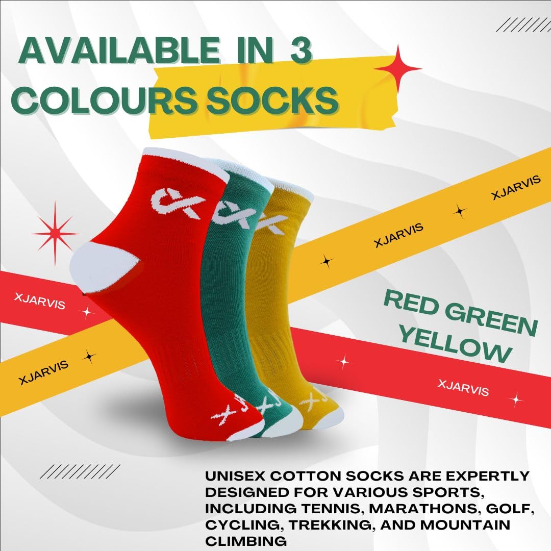 XJARVIS® MOSCOW Ankle Athletic Socks For Men & Women – Moisture-Wicking, Ultimate Comfort, Odor Free, Breathable & Perfect For Gym And Sports Wear - Pack of 3, Yellow - Image 6