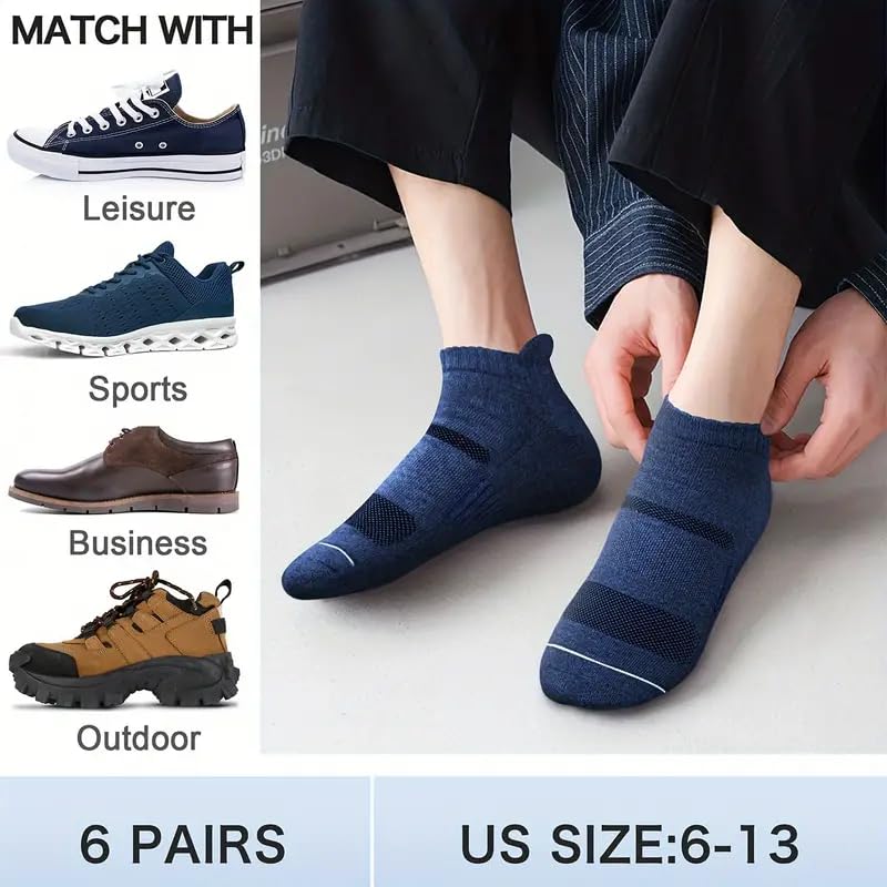 SJeware Polyester 6 Pairs Sports Solid Ankle Length Socks For Men & Women, Multicolor, Pack Of 6, Free Size (6) - Image 2