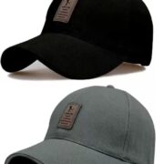 SELLORIA Brand Soft Cotton Adjustable Unisex Cap for Men and Women Freesize Baseball Caps (Pack of 2) (Gray,Black)