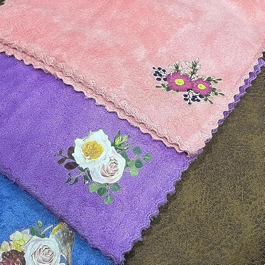 Florabliss® Flower Printed Microfiber Handkerchief for Women | Soft and Absorbent | Fashionable Floral Design | Versatile Accessories | Ideal for Everyday Use | Rumal, Hanky (Pack of 6) - Image 3