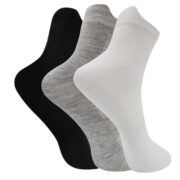 MACVOY RIO Ankle Socks for Men and Women Soft & Breathable Cotton Socks | Suitable for Gym, Walking, Cycling, Daily & Office Wear | Free Size |Pack of 3 - Black, White & Grey