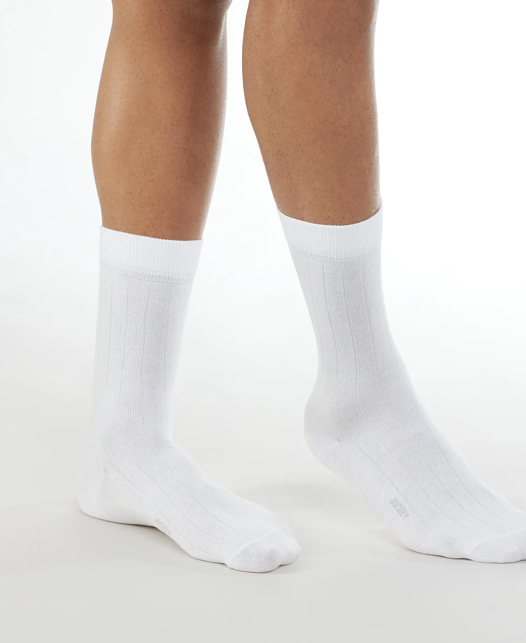 Jockey 7092 Men's Mercerized Cotton Crew Length Socks with Stay Fresh Treatment_White_Free Size - Image 2