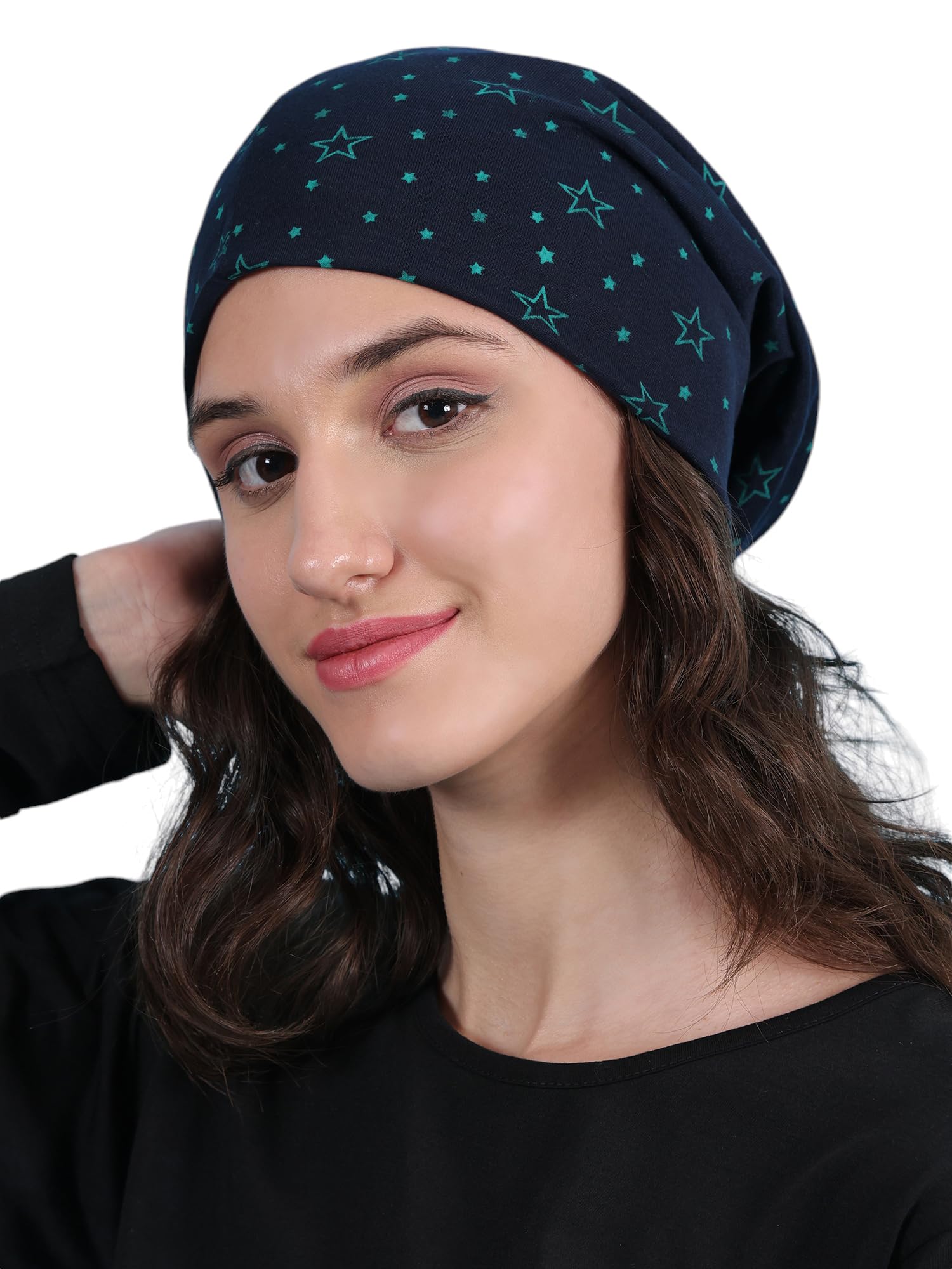Mack Jonney Cotton Regular Fit Navy Women Beanie Cap(Pack of 1)-VIMAL635811 Free Size