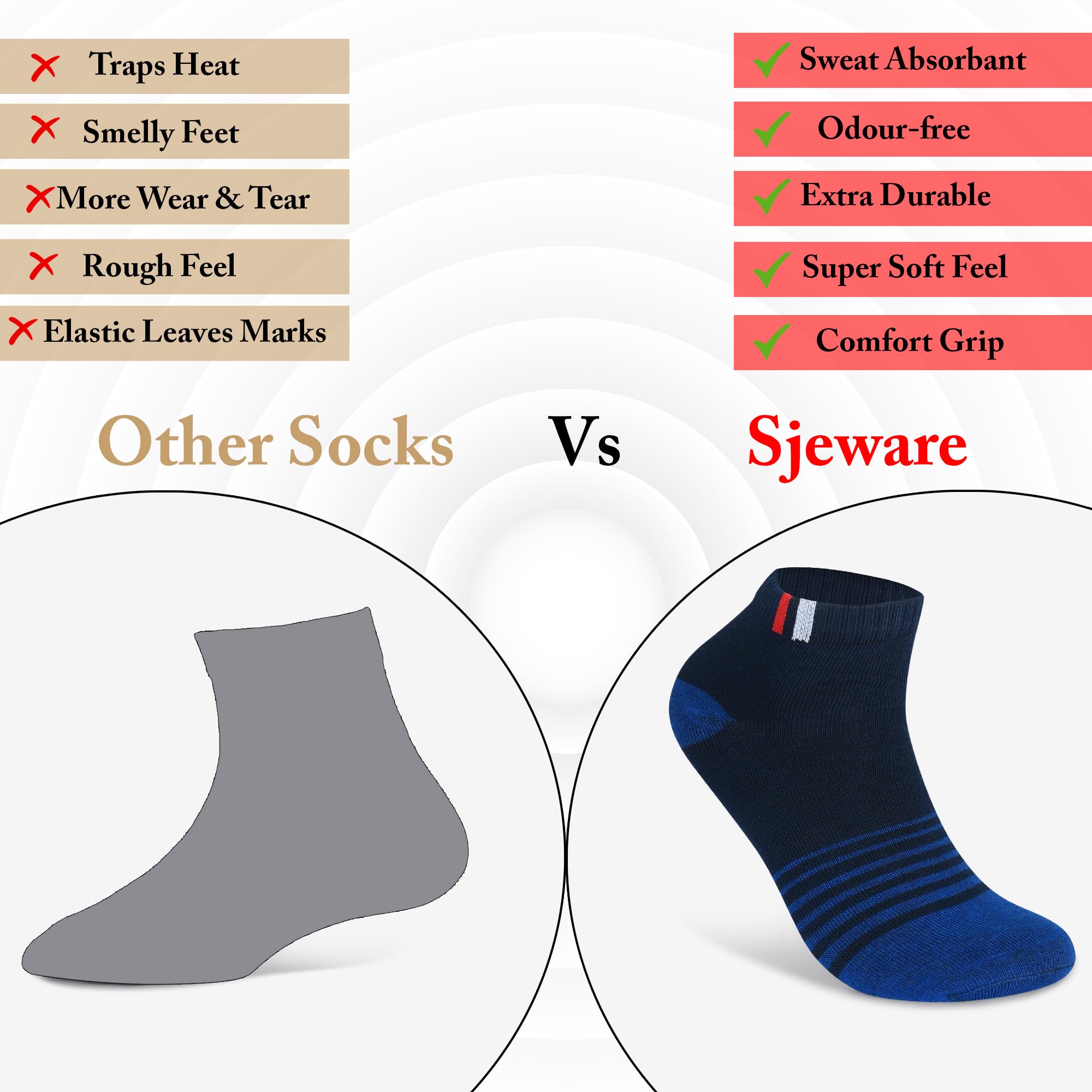SJeware Polyester 5 Pairs Stripped Ankle Length Socks for Men & Women, Multicolor, Pack of 5, Free Size - Image 6