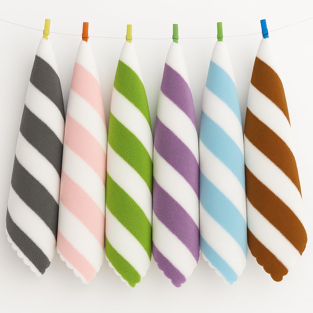 FRESHSHINE Microfiber Small Size Face Towel/Handkerchief 400 GSM Super Soft Face Towels for Women's, Kid's & Newborn Babies 6 pc (25x25 CM) - Multicolor - Image 4