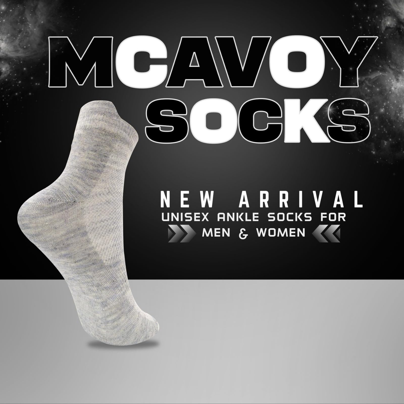 MACVOY RIO Ankle Socks for Men and Women Soft & Breathable Cotton Socks | Suitable for Gym, Walking, Cycling, Daily & Office Wear | Free Size |Pack of 3 - Black, White & Grey - Image 6
