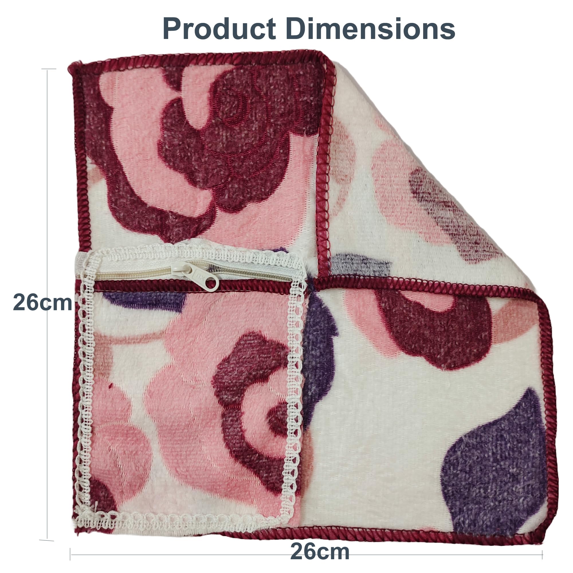 TAUR TAPPA Hanky Set For Women With Zipper Pocket Soft Towel Micro Fabric Cotton Girls Female Ladies handkerchief Rumal - Pack of 3 - Image 3