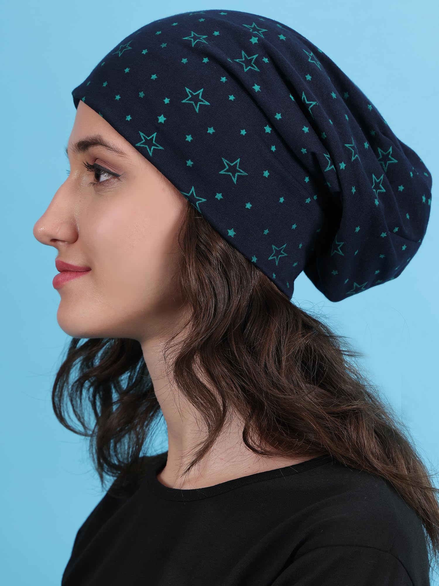 Mack Jonney Cotton Regular Fit Navy Women Beanie Cap(Pack of 1)-VIMAL635811 Free Size - Image 4