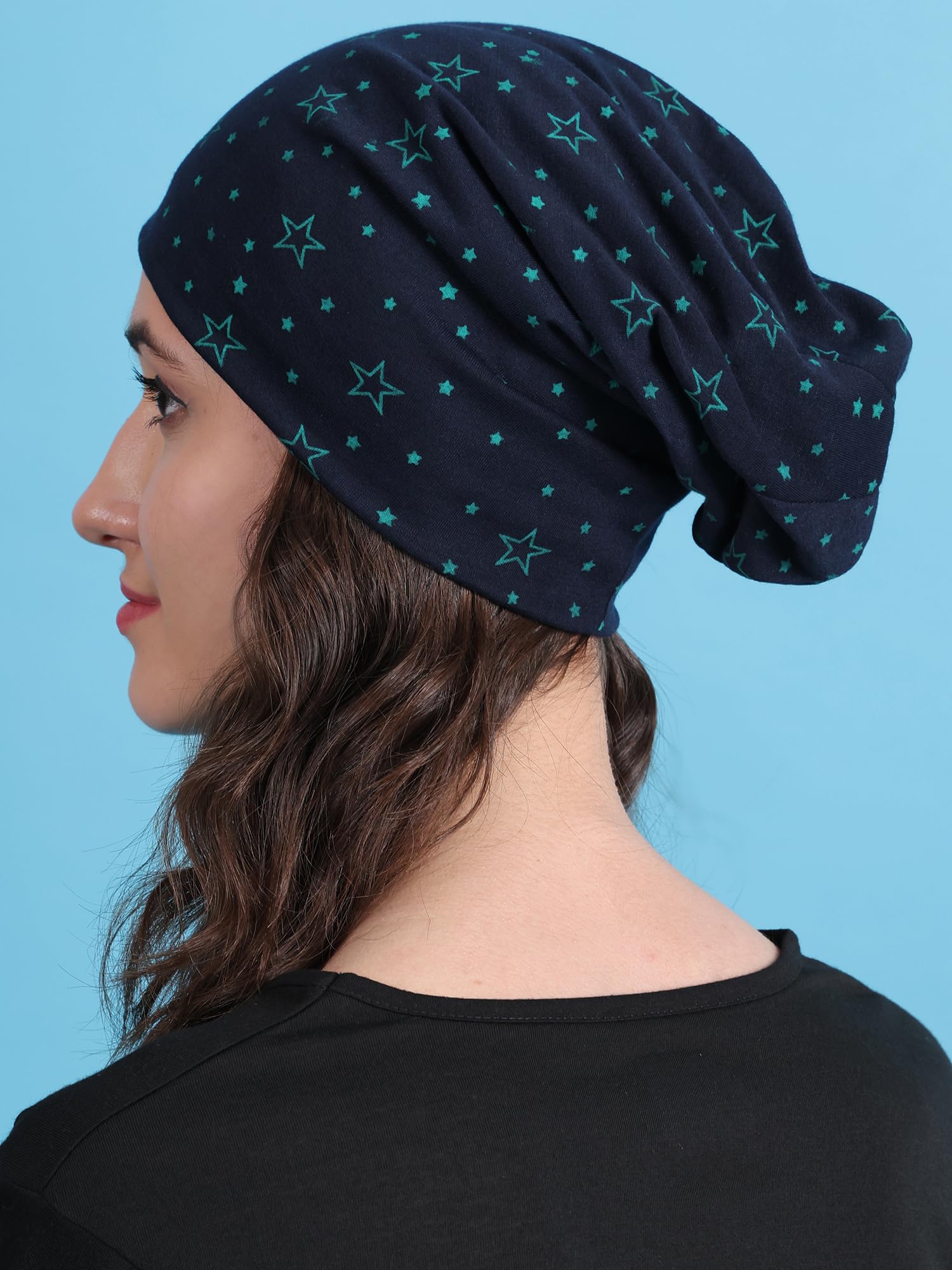 Mack Jonney Cotton Regular Fit Navy Women Beanie Cap(Pack of 1)-VIMAL635811 Free Size - Image 5