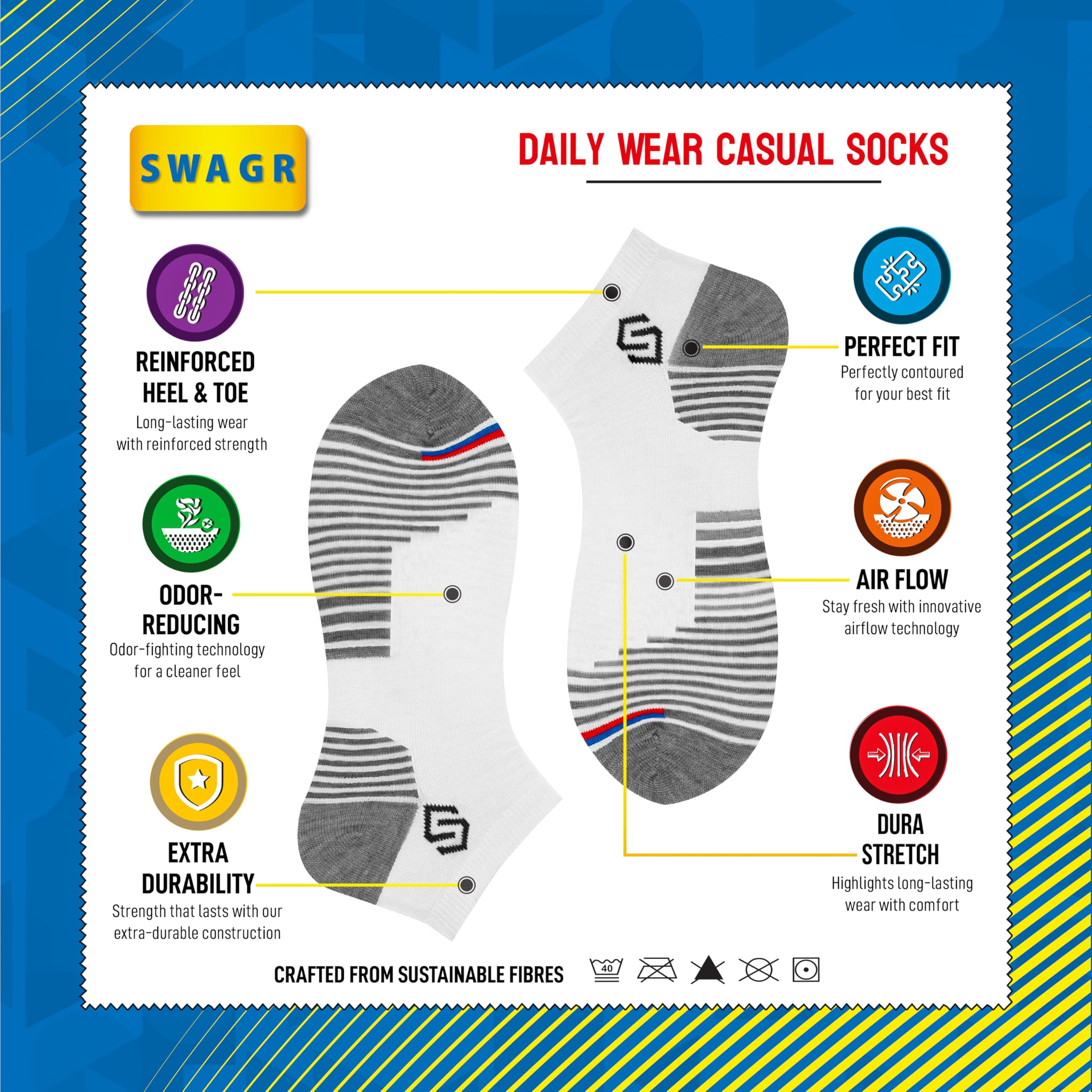 SWAGR 12 Pairs Sports Cotton Ankle Length Socks for Men, Pack of 12., Assorted - Image 7