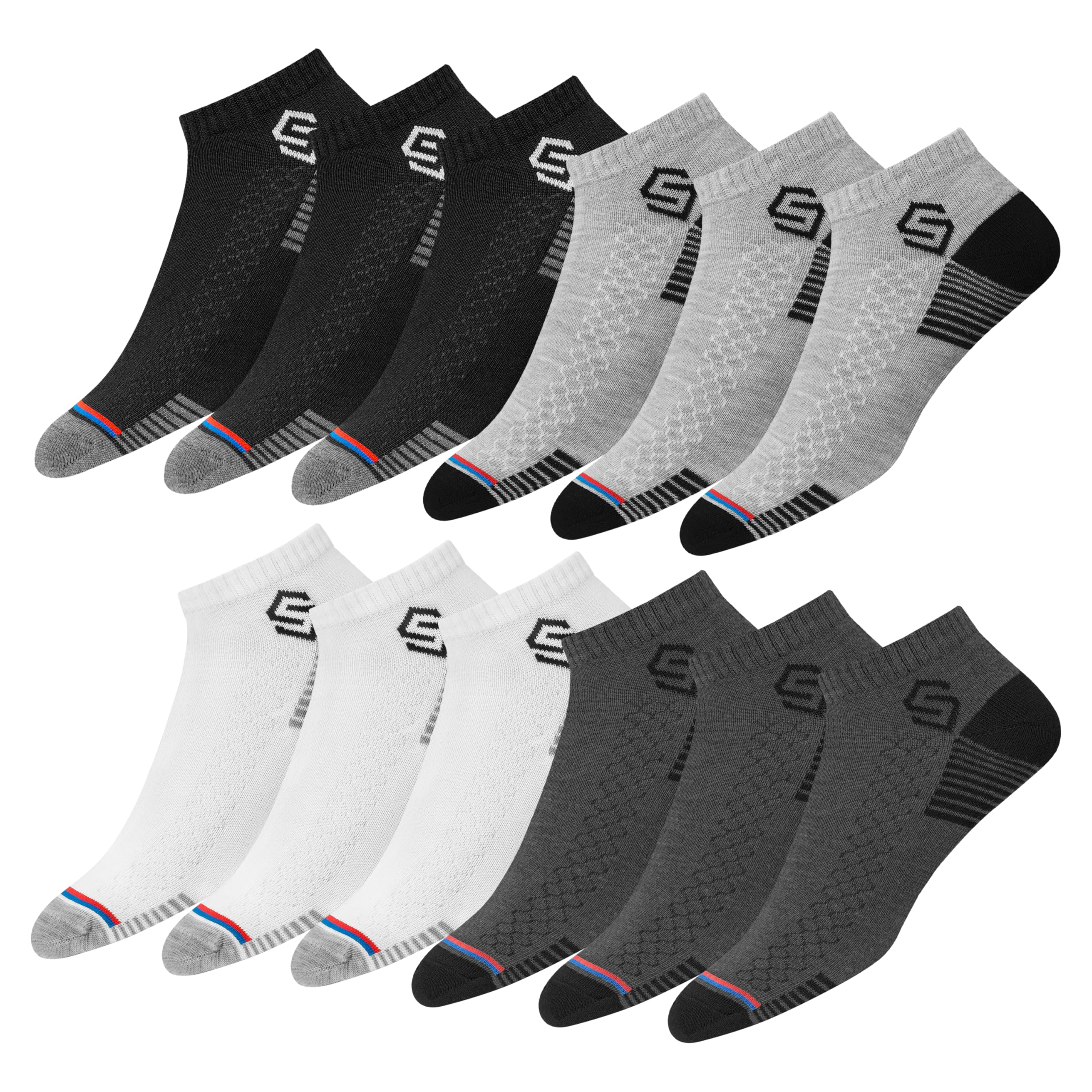 SWAGR 12 Pairs Sports Cotton Ankle Length Socks for Men, Pack of 12., Assorted - Image 6