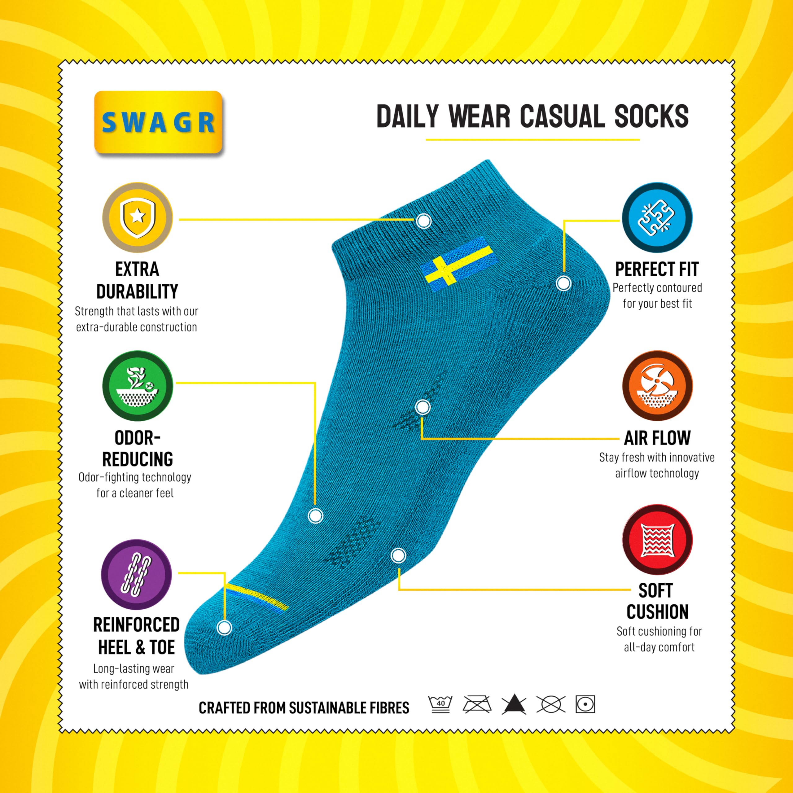 SWAGR 12 Pairs Solid Cotton Ankle Length Socks for Men Women, Pack of 12., Assorted - Image 6