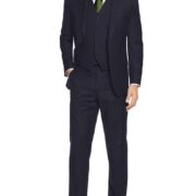 Mens Suit Vested Three Piece Blazer Jacket Dress Vest Plus Pants (40 Short US / 50S EU/W 34", Navy)