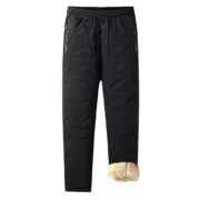 Nopuper Mens Winter Warm Sweatpants Fleece Sherpa Lined Track Pants Active Thermal Joggers with Zipper Pockets, Black - Open Bottom, Large