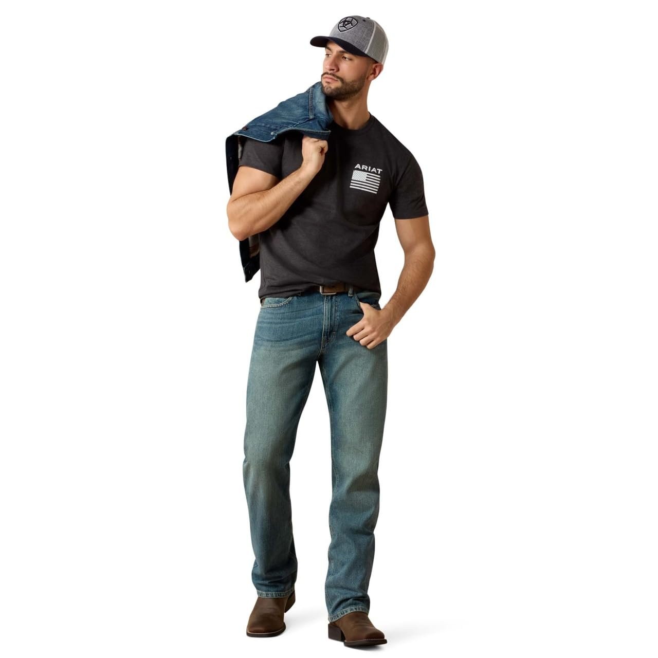 Ariat Men’s M2 Relaxed Boot Cut Jean, Granite, 34W x 30L - Image 3