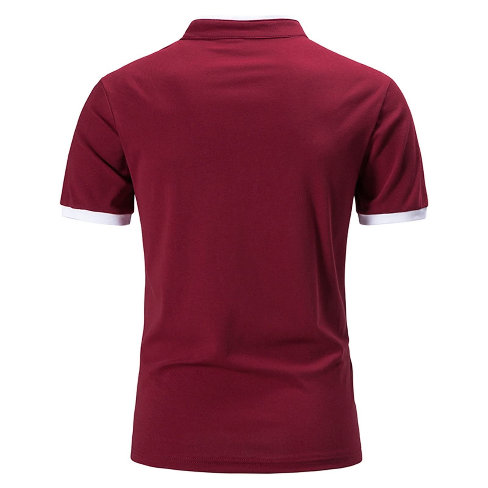 ELBME® Tropical Shirt, Summer short-sleeved basic standing collar shirt Men's T-shirt top Men's comfortable and durable men's wear_1 - Image 3