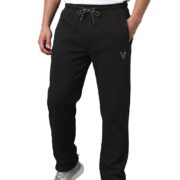 Van Heusen Athleisure Men Regular Fit Track Pants - Cotton Rich - Smart Tech, Easy Stain Release, Anti Stat, Quick Dry, Ultra Soft_50052_Black_XXL