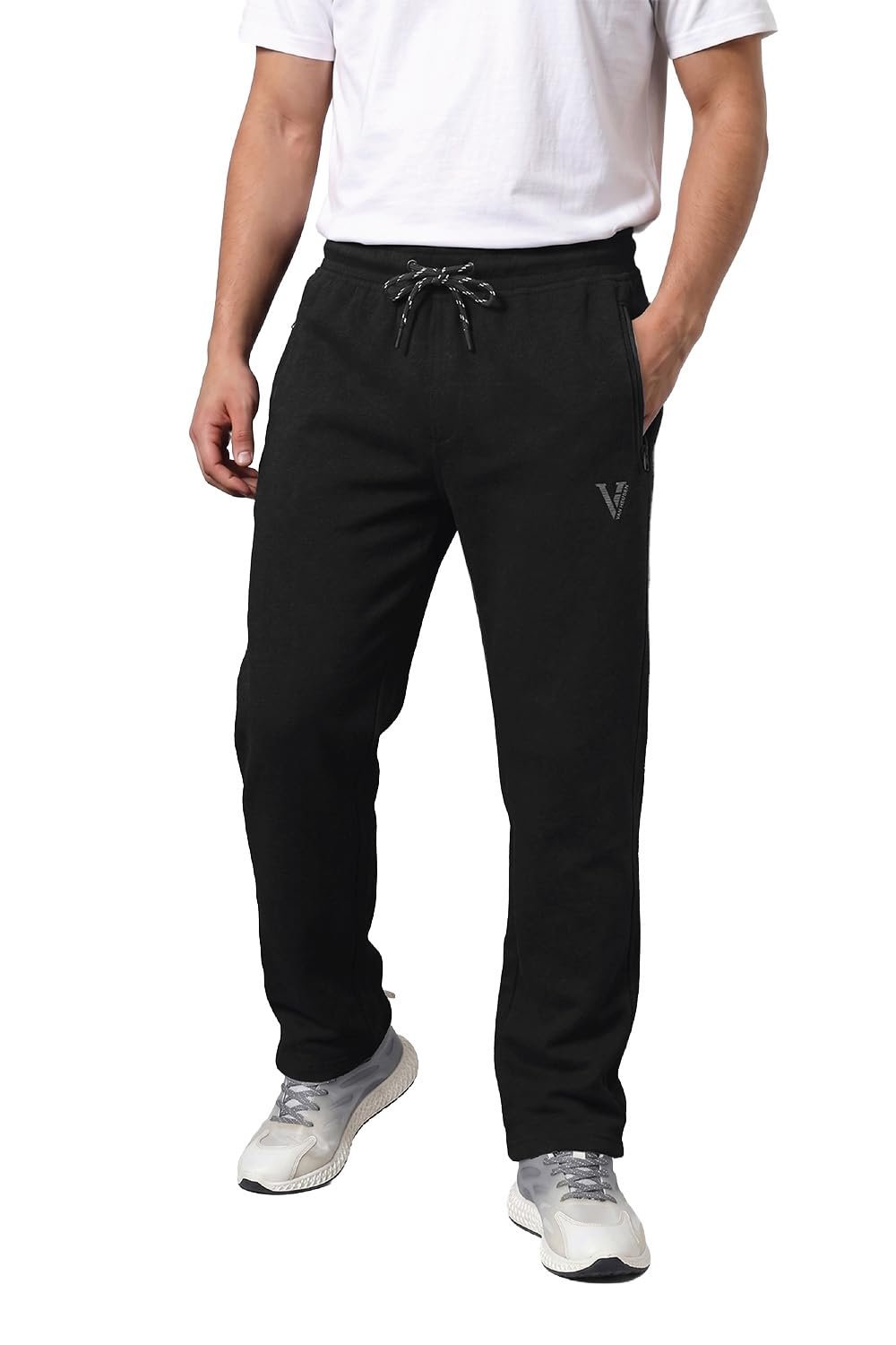 Van Heusen Athleisure Men Regular Fit Track Pants - Cotton Rich - Smart Tech, Easy Stain Release, Anti Stat, Quick Dry, Ultra Soft_50052_Black_XXL