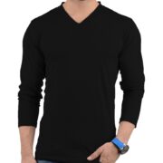 Black Long Sleeve Shirt Men - Full Sleeve T Shirts Men | LGS Vneck Plain