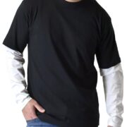 Arge H3D Men's Long Sleeve T-Shirt, Layered Style, Cotton Blend, multicolor (black / white)