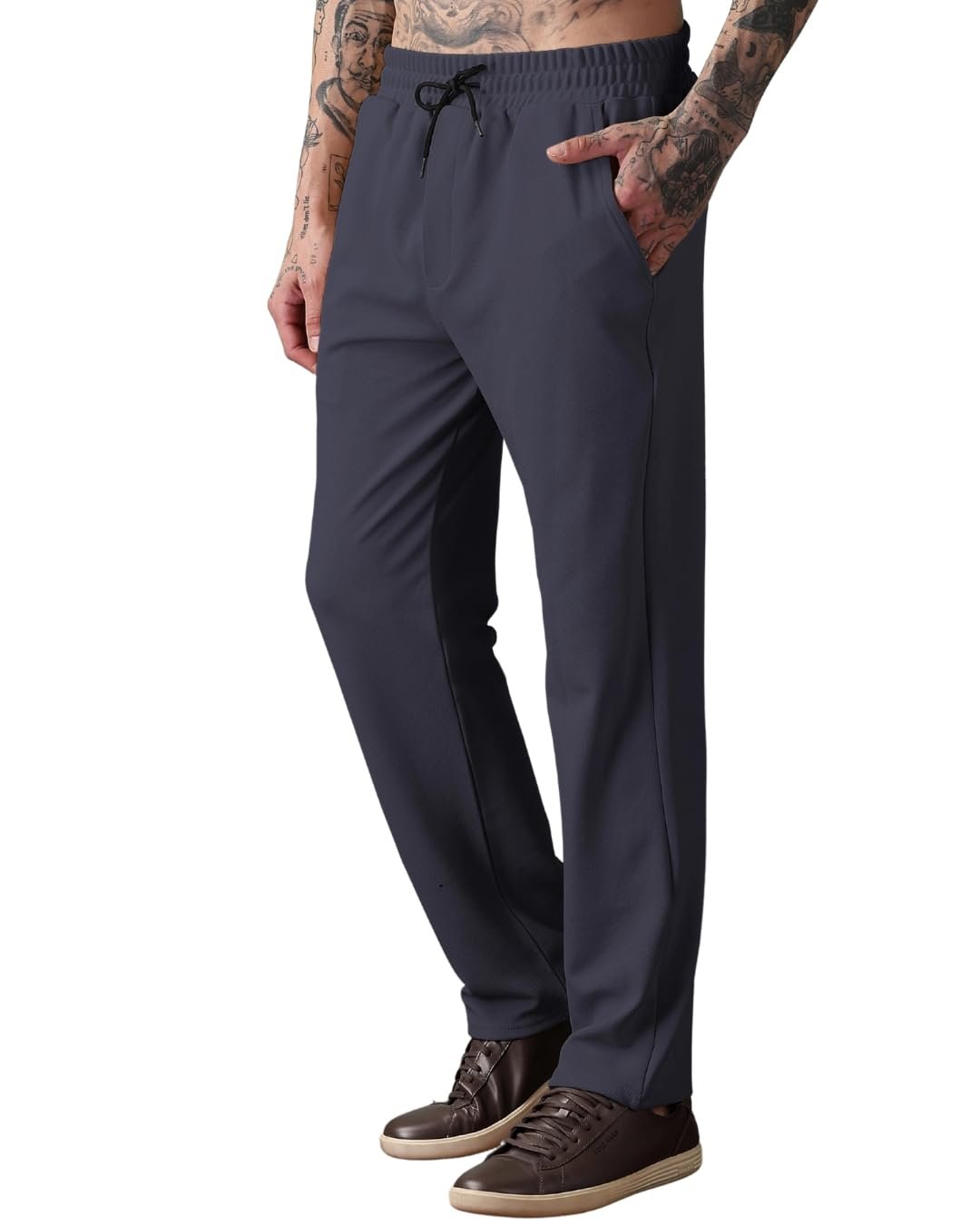 Urban Buccachi Men's High Rise Regular Track Pants (TRK-001-XXL-Dark Grey