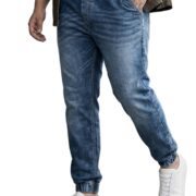 Urbano Plus Men's Blue Washed Jogger Jeans Regular Fit Stretch (plusavtowljoggerp-mblue-44)