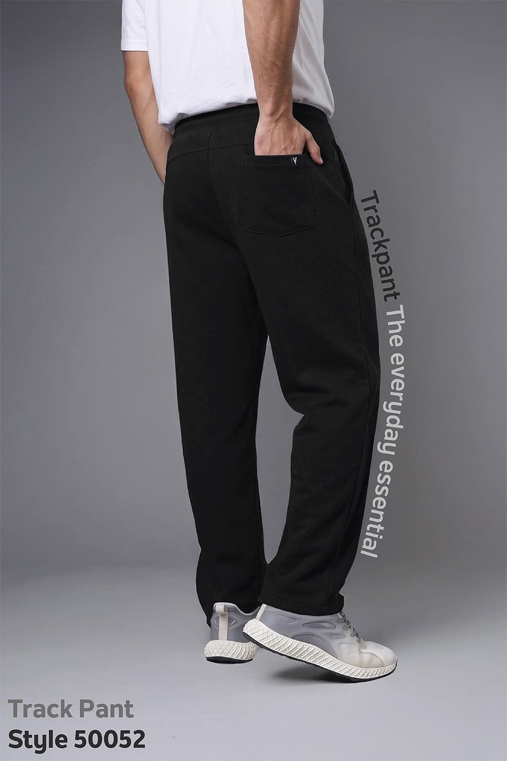 Van Heusen Athleisure Men Regular Fit Track Pants - Cotton Rich - Smart Tech, Easy Stain Release, Anti Stat, Quick Dry, Ultra Soft_50052_Black_XXL - Image 3