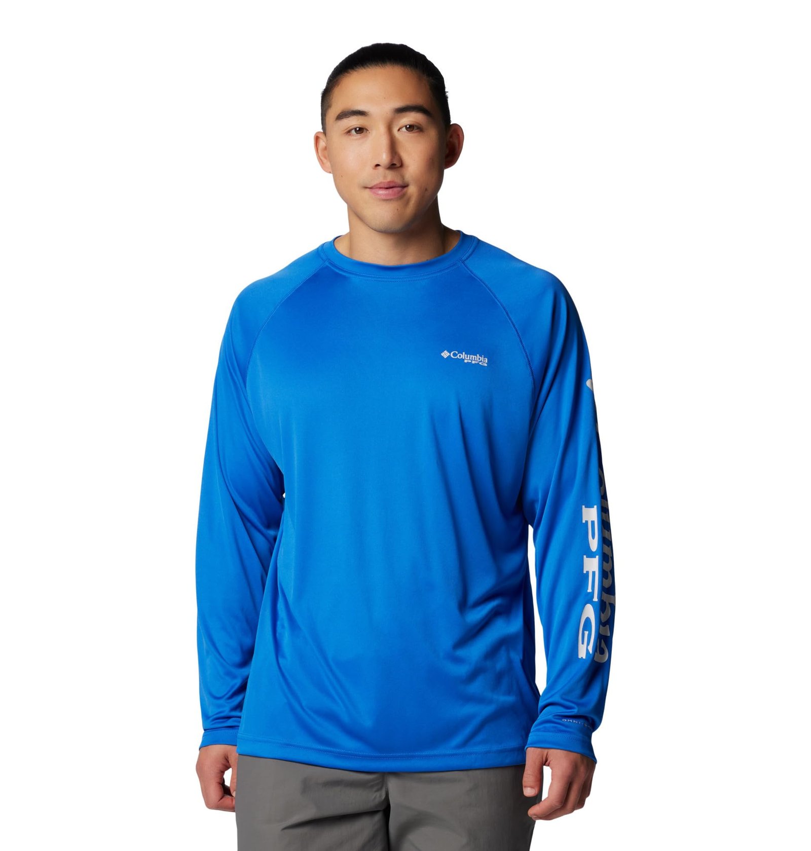 Columbia Mens Terminal Tackle Long Sleeve T-Shirt, Vivid Blue Assorted