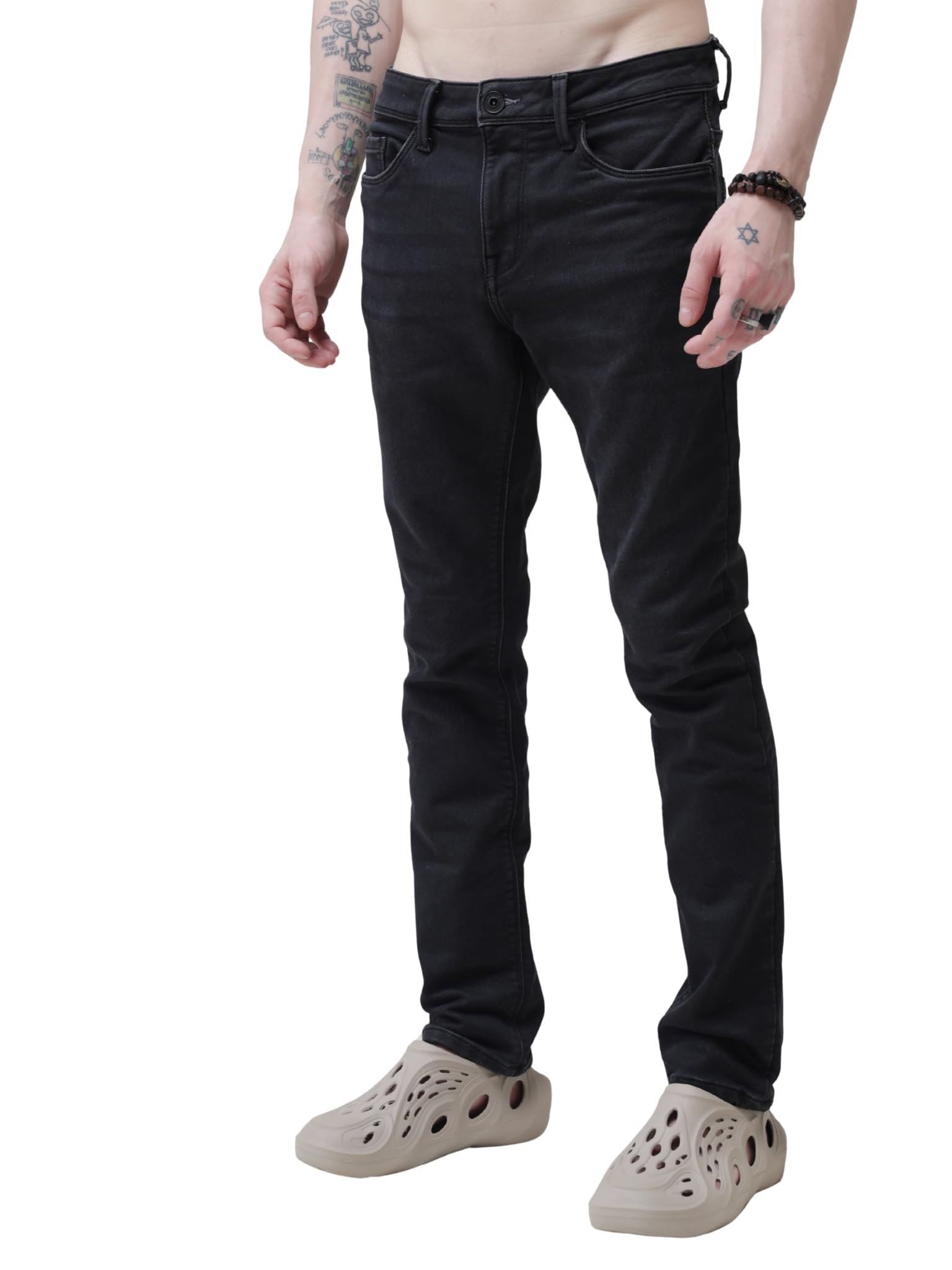 TURMS Men's Travel Edition Jeans, Odor Control, Mid Rise Traveler Comfort Denim, Stretchable & Breathable, Cotton Rich Fabric