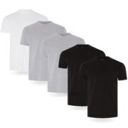 FM London 3/5-Pack Mens T Shirt - Premium Weight T-Shirts for Men with Lightly Fitted Design - Super Soft - Made with 100% Cotton - Stretch Fit for Any Occasion - Durable Comfort Fit
