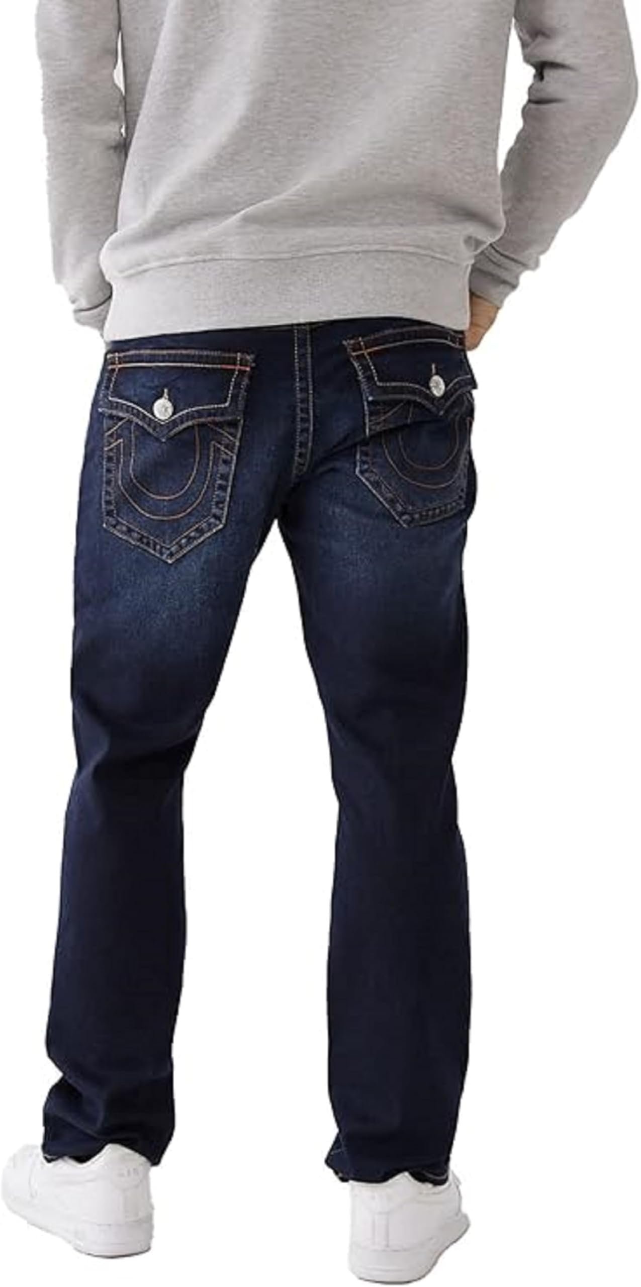 True Religion Men's Ricky Single Needle Straight Leg Denim Jeans for Men, Dark Wash Muddy Waters, 46