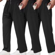 lomsoe Men's Jogging Bottoms, Tracksuit Bottoms with Zip Pockets, Sports Trousers, Men's Long, Breathable, Quick-Drying Sweatpants, Pack of 3, Black, black, XXL
