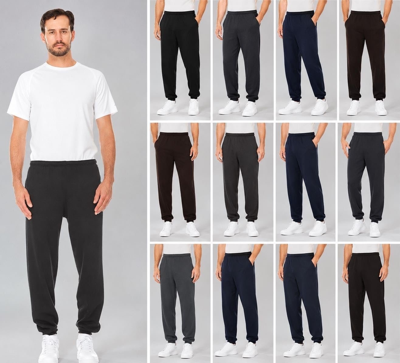 BILLIONHATS 12 Pack of Wholesale Mens Jogger Sweatpants, Homeless Shelter Donation Case, Comfy Bulk Joggers for Men, 12 Mixed Assortment, Large - Image 8