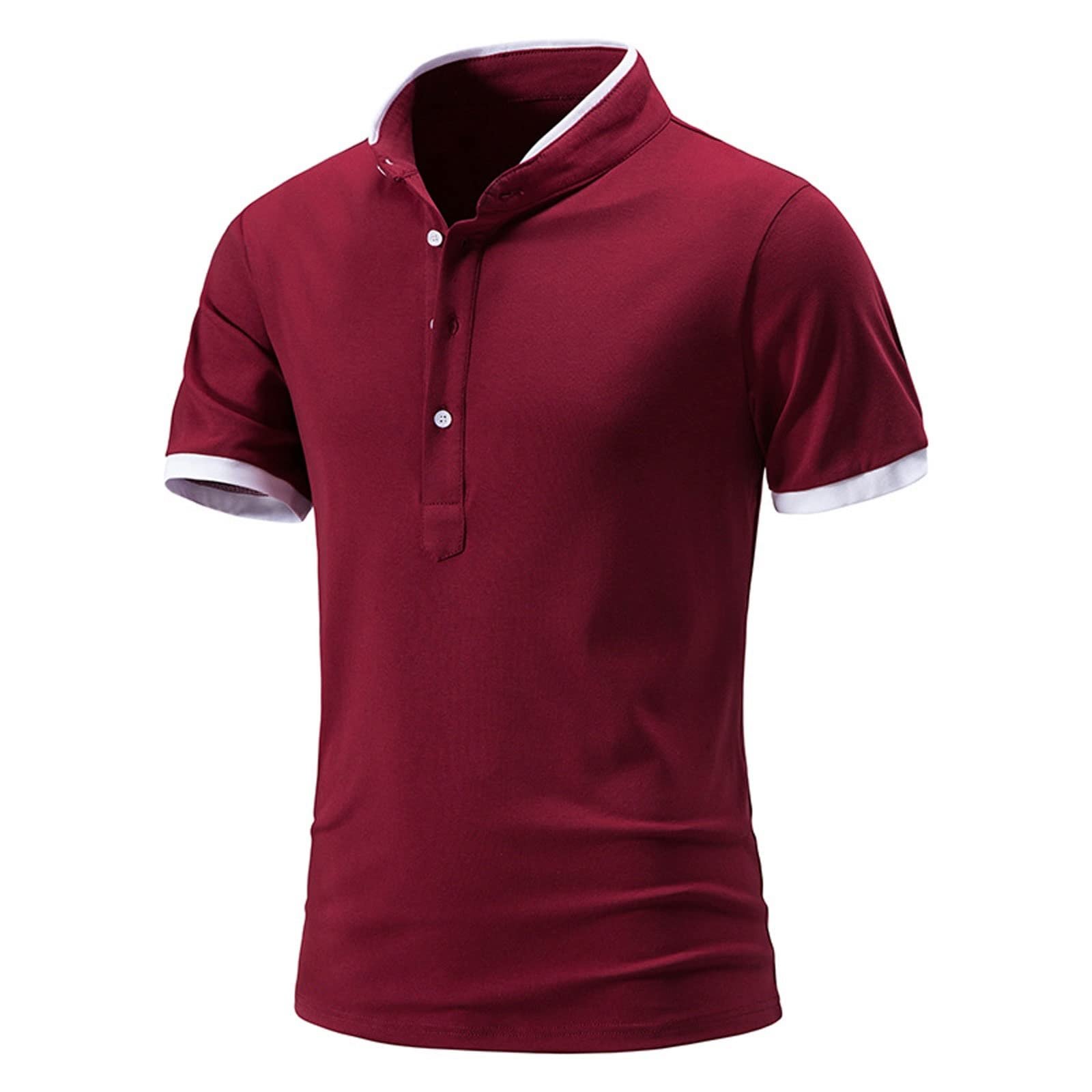 ELBME® Tropical Shirt, Summer short-sleeved basic standing collar shirt Men's T-shirt top Men's comfortable and durable men's wear_1 - Image 2