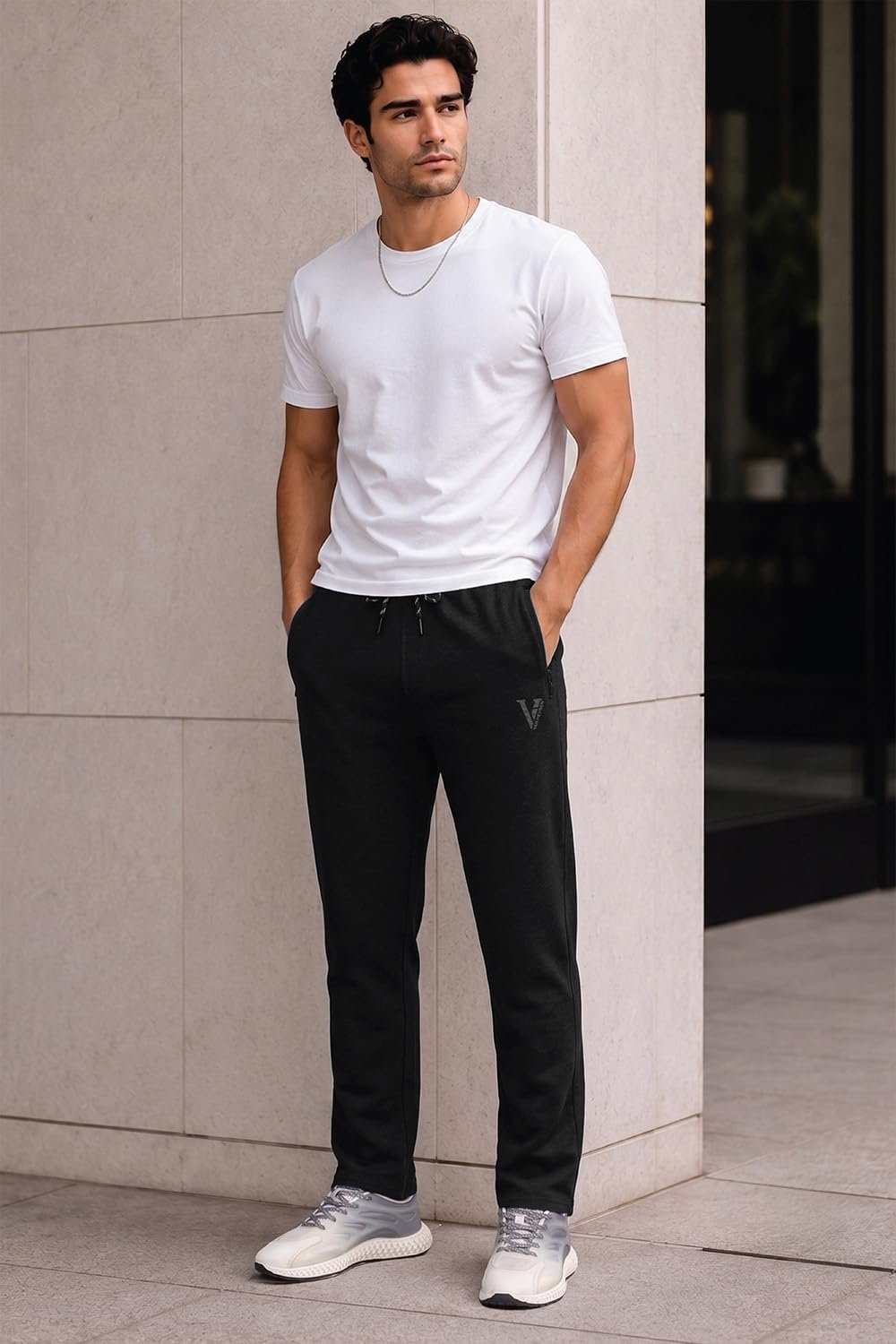 Van Heusen Athleisure Men Regular Fit Track Pants - Cotton Rich - Smart Tech, Easy Stain Release, Anti Stat, Quick Dry, Ultra Soft_50052_Black_XXL - Image 6