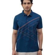 Blackberrys Men Striped Slim Fit Polo T-Shirt | 100% Cotton | Mercerized Cotton Fabric | Galactic Blue
