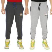 FILMAX Cotton Blend Regular Fit Solid Men's Cotton Blend Ribbed Track Pant with Elegant Design | Comfortable Track Pants for Casual Outings (Pack of 2)(FX-1117-2x6-3XL-Antra Grey & Melange Grey)
