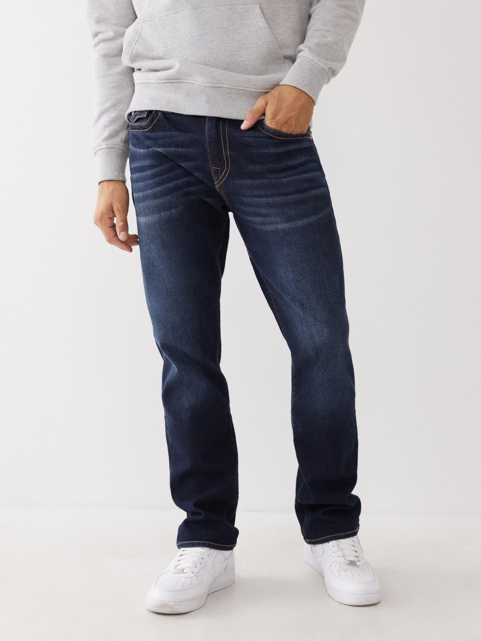 True Religion Men's Ricky Single Needle Straight Leg Denim Jeans for Men, Dark Wash Muddy Waters, 46 - Image 7