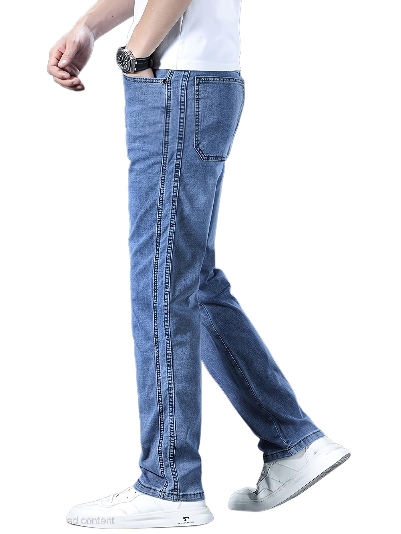 URBAN POCKETS Jeans for Men | Denim Pants with Regular Fit & Classic Straight Cut (Double-Top-Blue jeans-U11)