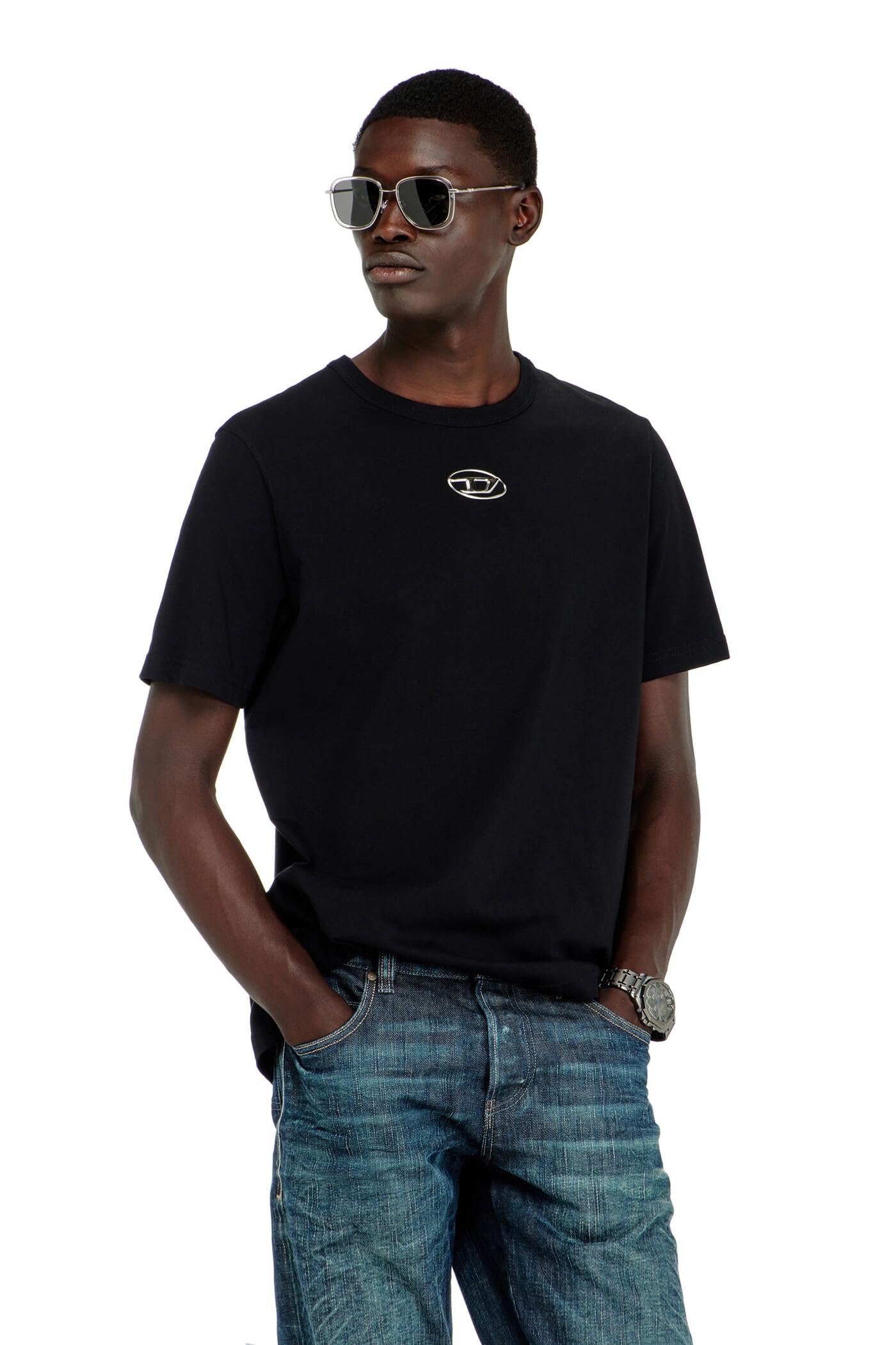 Diesel A178800CLBR Men's T-shirt Logo Oval D, Black