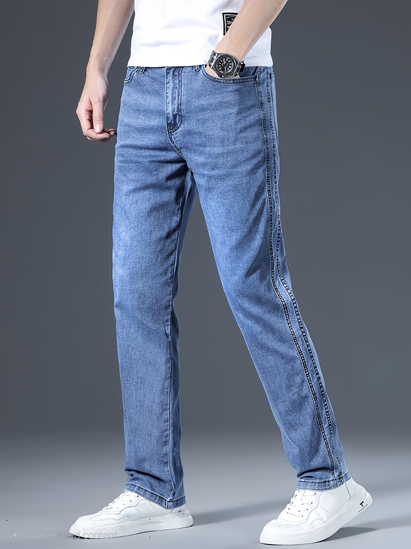 URBAN POCKETS Jeans for Men | Denim Pants with Regular Fit & Classic Straight Cut (Double-Top-Blue jeans-U11) - Image 4