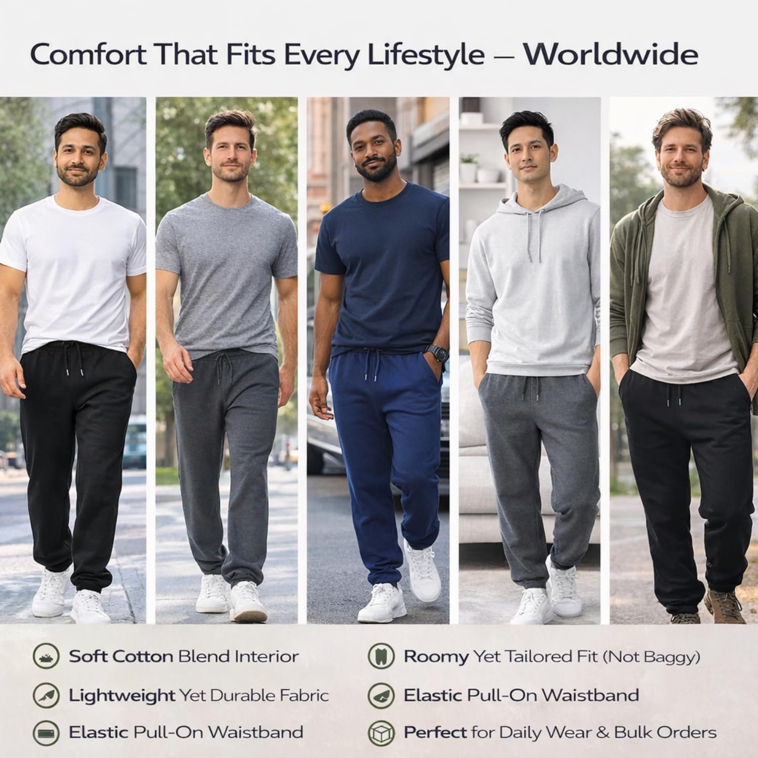 BILLIONHATS 12 Pack of Wholesale Mens Jogger Sweatpants, Homeless Shelter Donation Case, Comfy Bulk Joggers for Men, 12 Mixed Assortment, Large - Image 7